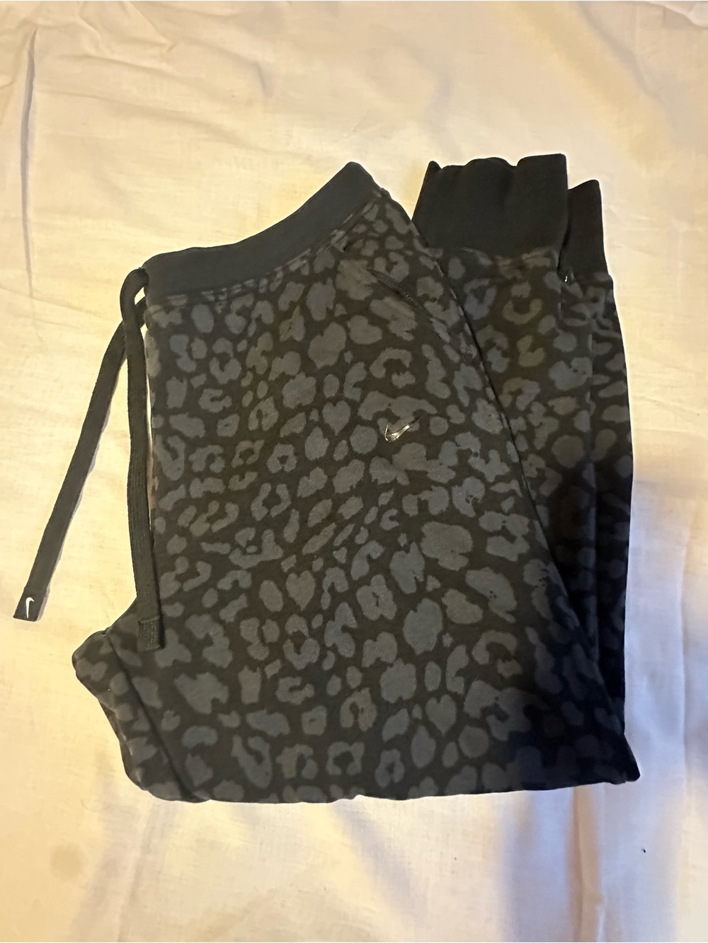 Nike Black and Gray Leopard Print Joggers Size Med